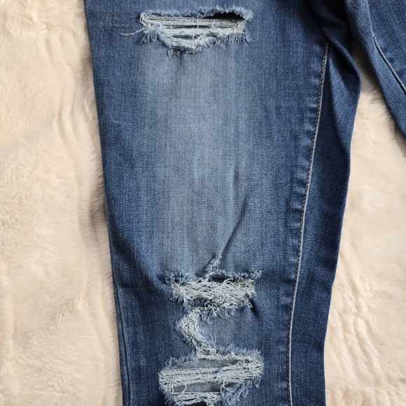 a.n.a Dark Blue Distressed Skinny Jeans - Picture 5 of 11